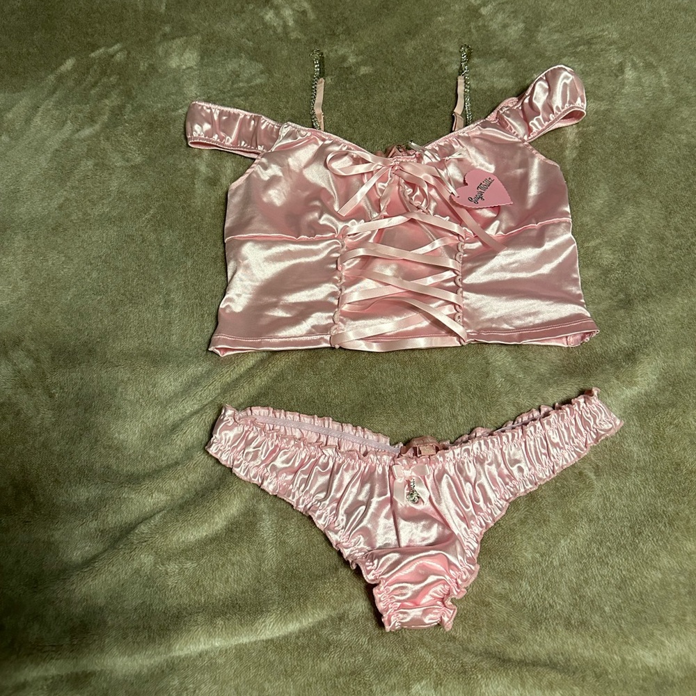 Sugar Thrillz Blush Satin lingerie set